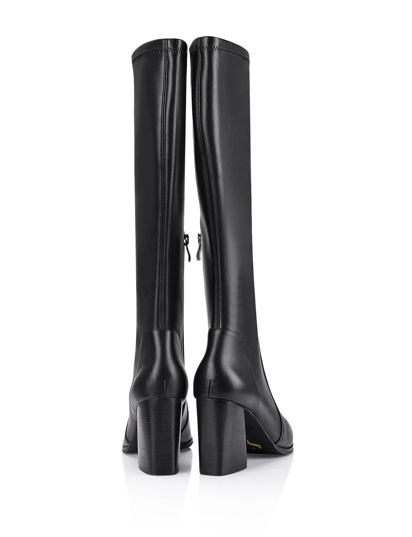 Wisdom Knee High Boots - Black Stretch