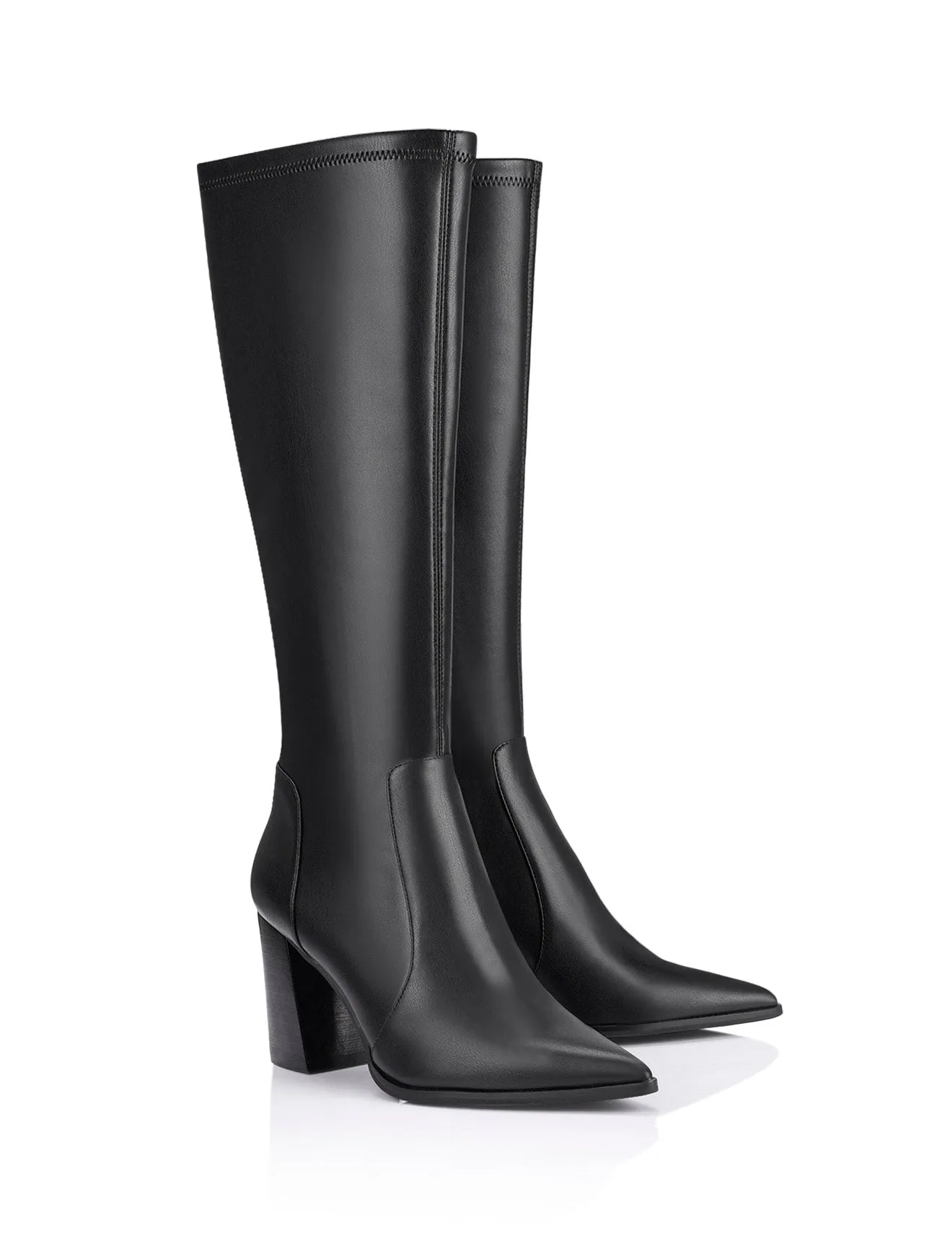 Wisdom Knee High Boots - Black Stretch